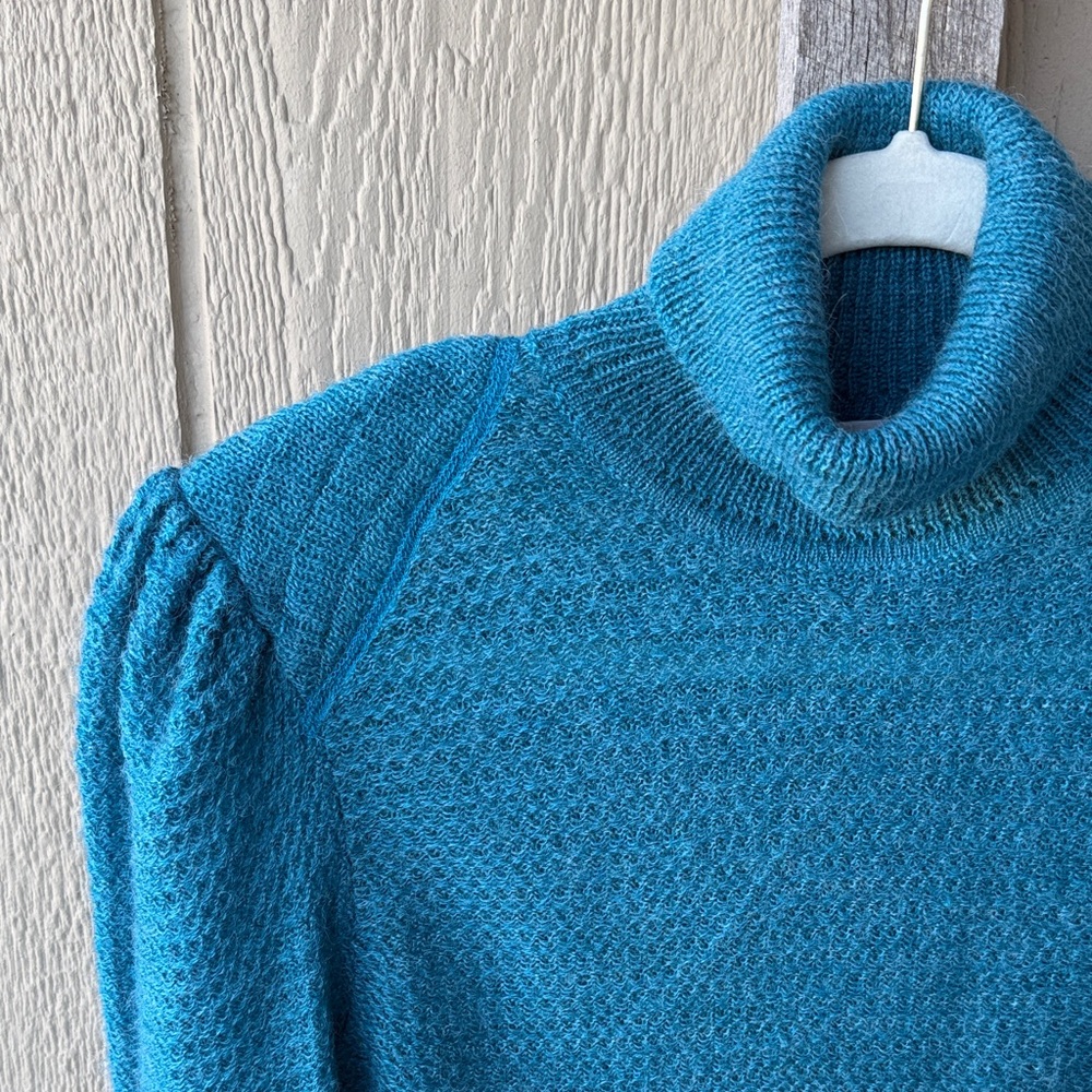 Vintage Teal Blue Turtleneck Sweater - Picture 3 of 10